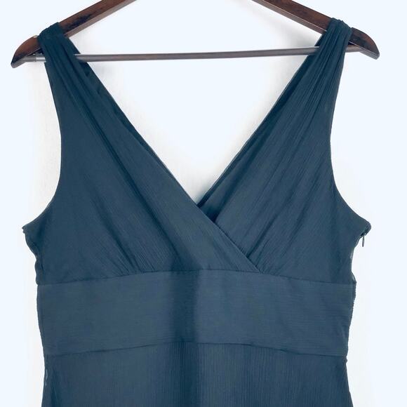 J.Crew V-Neck Front & Back Black Silk Sleeveless Cocktail Dress - Size 12 Y2K - Picture 4 of 14